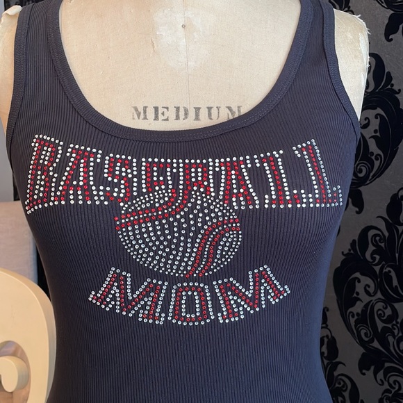 Baseball mom bling ribbed tank top L read slight defect. - Picture 1 of 12